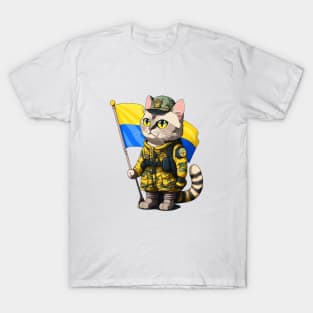 Cat Ukrainian Soldier T-Shirt